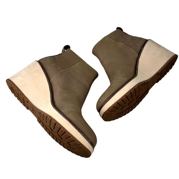 TOMS Womens Raven Water Resistant Wedge Booties Taupe 7 - Picture 8 of 14